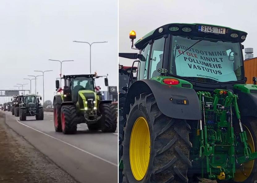 Estijos ūkininkų protesto akimirkos. Facebook nuotr. 